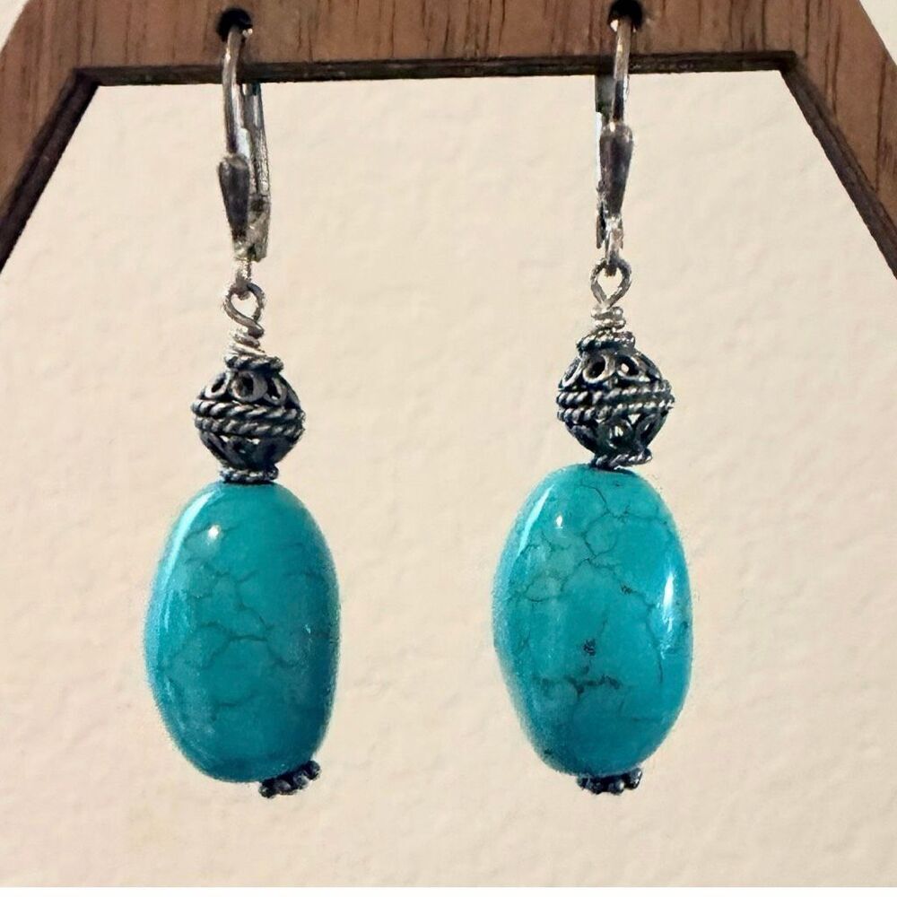 Sterling Silver Stone Drop Earrings